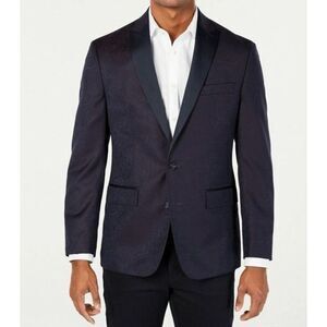 NWT Ryan Seacrest Distinction Jacket/Coat 42L Burgundy Navy Paisley modern fit